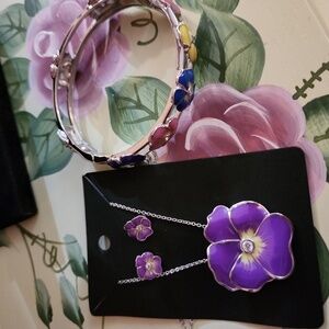 Diamonique Enamel Pansy Jewelry Collection